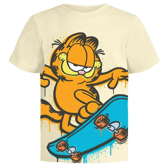 Nickelodeon Garfield Boys Graphic T-Shirt, Short Sleeve Shirt for Toddlers and Kids, Black/White