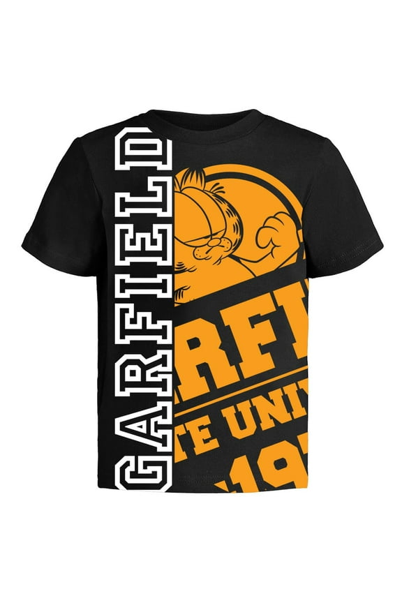 Garfield Boy T-Shirt (1-14 Years Old) Toddlers to Kids Party Outfit Tee Gift 12 Bk/Wp SS