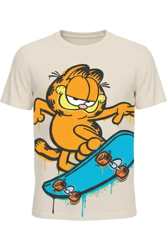Garfield Boy T-Shirt (1-14 Years Old) Toddlers to Kids Party Outfit Tee Gift 7 Ecru SS