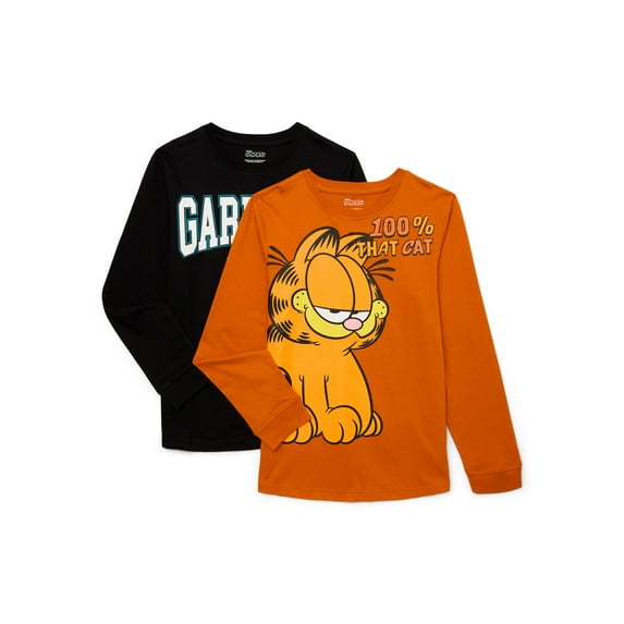 Garfield Boys Graphic Tee with Long Sleeves, 2-Pack, Sizes 4-18