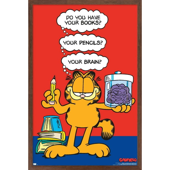 Garfield - Brain Wall Poster, 14.725" x 22.375" Framed