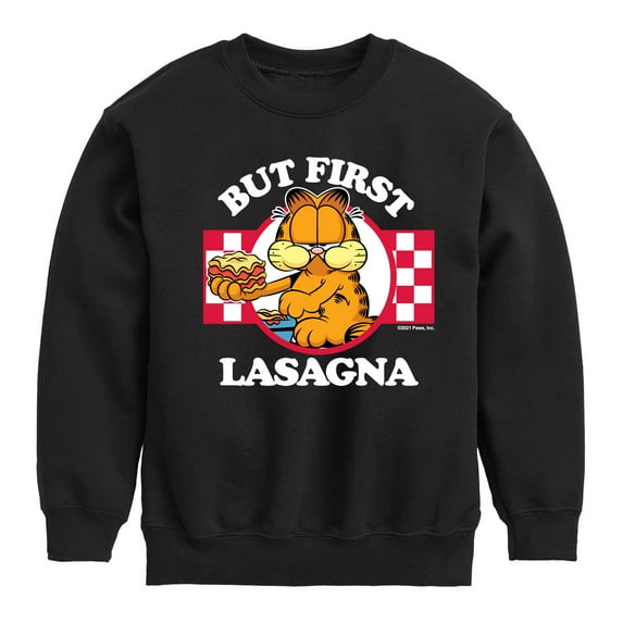 Garfield - But First, Lasagna - Toddler And Youth Crewneck Fleece Sweatshirt