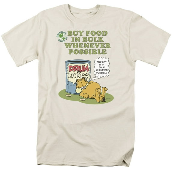 Trevco Sportswear GAR354-AT-3 Garfield Buy in Bulk Adult Regular Fit Short Sleeve T-Shirt, Cream - Large