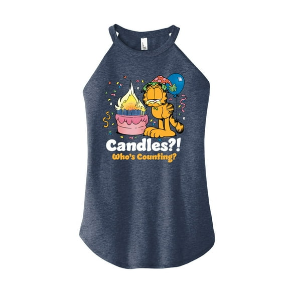 Garfield - Candles Who's Counting - Juniors High Neck Tank Top