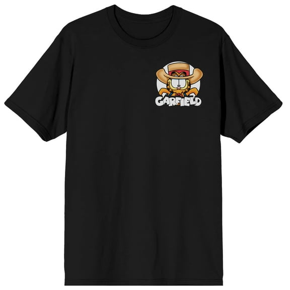 Garfield Cat Cowboy Men's Black Double-Sided Short Sleeve Tee