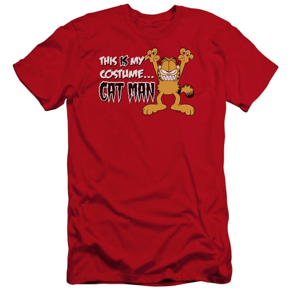 Garfield Cat Man Premium Canvas Adult Slim Fit 30/1 T-Shirt Red