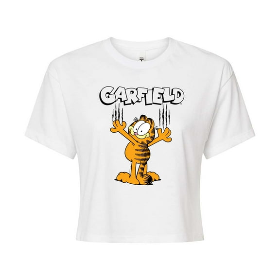 Garfield - Cat Scratches - Juniors Cropped Cotton Blend T-Shirt