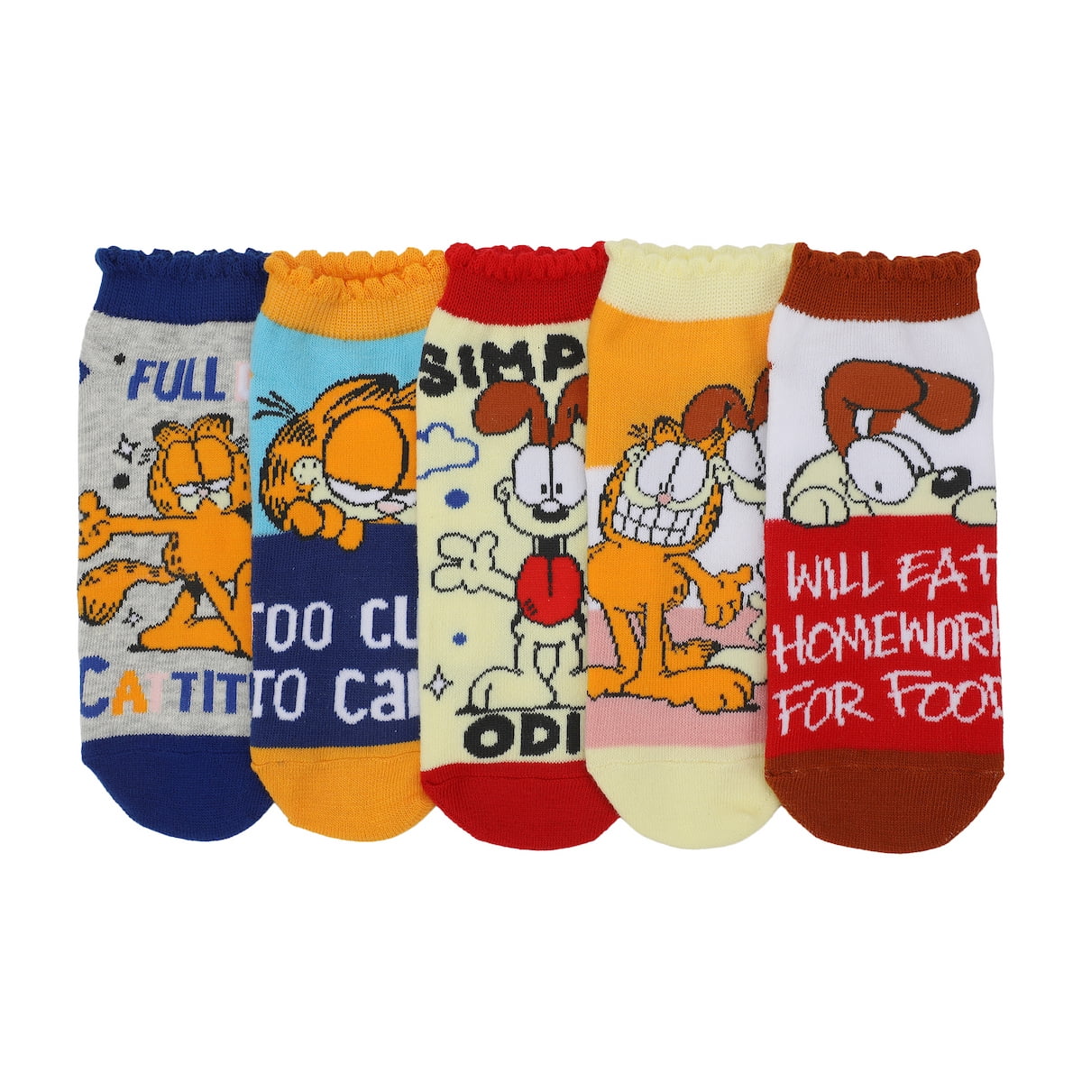 BIOWORLD Garfield Cattitude Women's 5-Pair Ankle Socks
