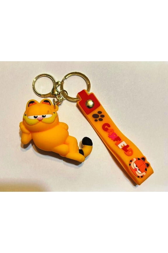 Garfield Character Lounging 3D Silicone Charm Keychain
