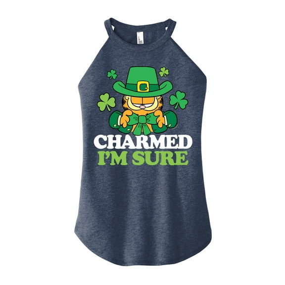 Garfield - Charmed I'm Sure - Juniors High Neck Tank Top