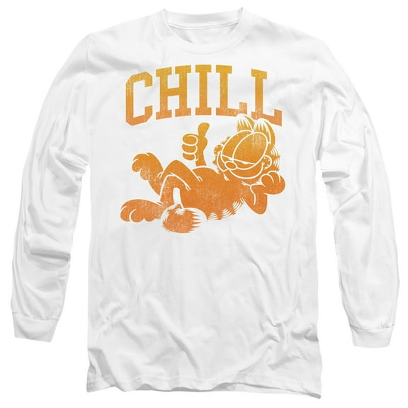 Garfield Chill Neon Unisex Adult Long-Sleeve T Shirt (3X-Large) White