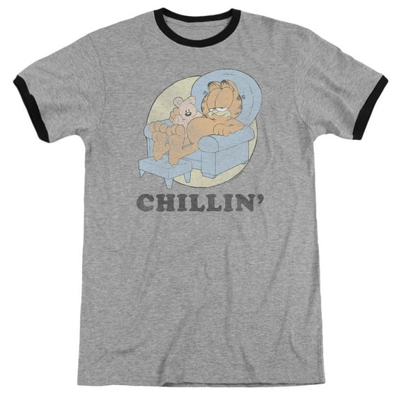 Garfield Chillin Adult Ringer Heather Black