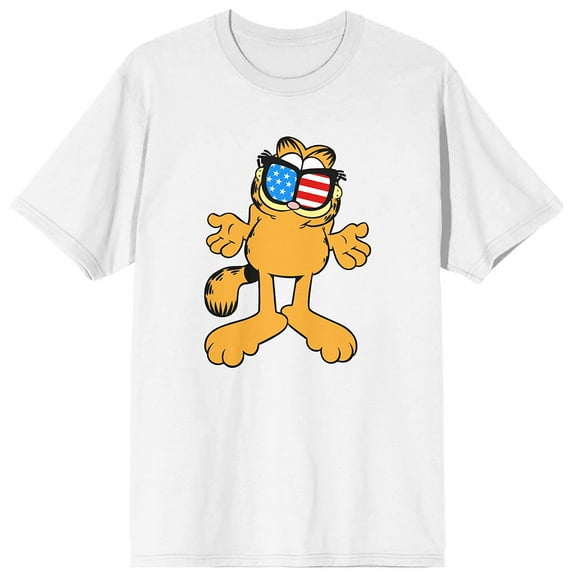 Garfield Classic Cartoon 4th of July Holiday White Graphic Tee -XXL