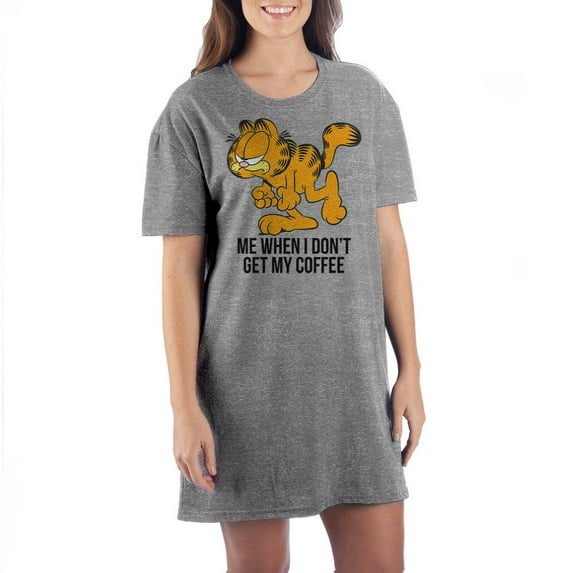 Garfield Classic Cartoon Character Women's Grey Short Sleeve Shirt-XXL