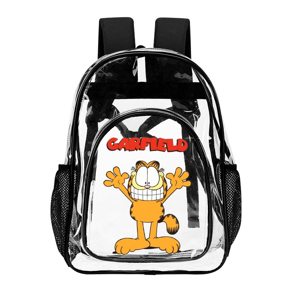 TKBIIUDS Garfield Clear Backpack Heavy Duty Transparent Backpack See Through Book Bag for College School Travel Work Sports