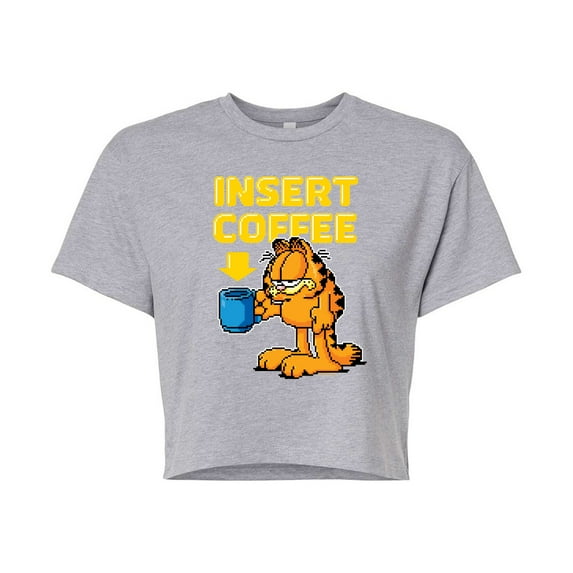 Garfield - Coffee - Juniors Cropped Cotton Blend T-Shirt