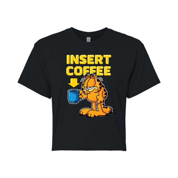 Garfield - Coffee - Juniors Cropped Cotton Blend T-Shirt
