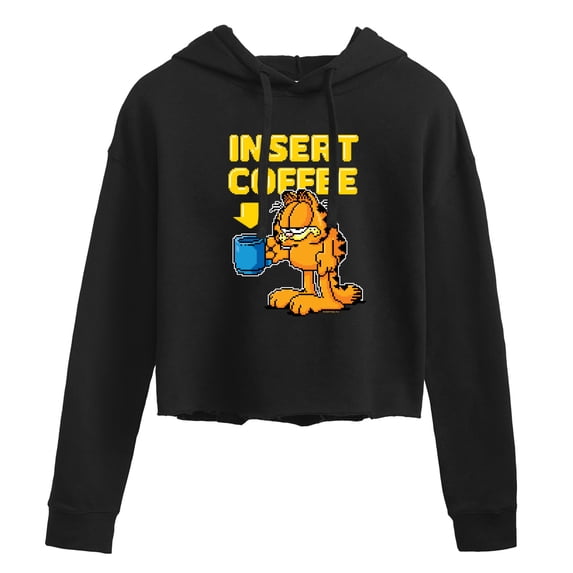 Garfield - Coffee - Juniors Cropped Pullover Hoodie
