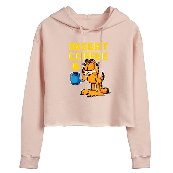 Garfield - Coffee - Juniors Cropped Pullover Hoodie