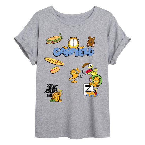 Garfield - Collage - Juniors Oversized Graphic T-Shirt