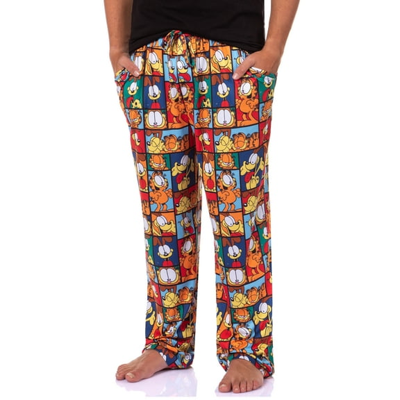 Garfield Comic Men's Odie Paneled Print Sleep Pajama Pants For Adults