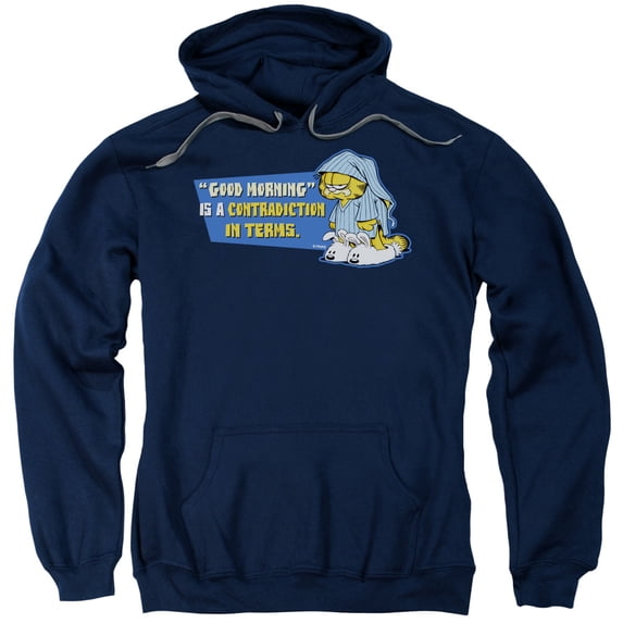 Garfield Contradicition In Terms Adult Pullover Hoodie Sweatshirt Navy