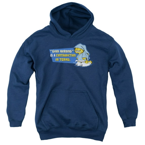 Garfield Contradicition In Terms Youth Pullover Hoodie Sweatshirt Navy