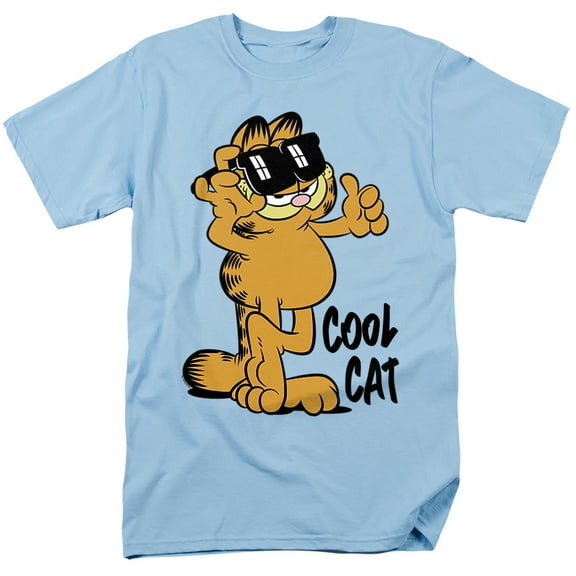 Garfield Cool Cat Unisex Adult T Shirt (Small) Light Blue
