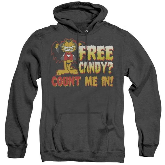 Garfield Count Me In Adult Heather Hoodie Sweatshirt Black