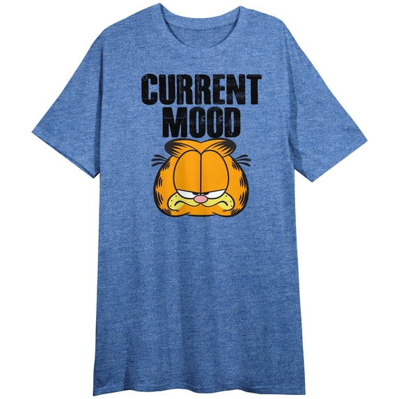 Garfield Current Mood Women's Blue Heather Crew Neck Short Sleeve Night Shirt
-Medium