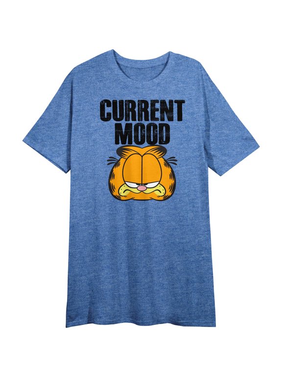Garfield Current Mood Women's Blue Heather Crew Neck Short Sleeve Night Shirt
-Medium