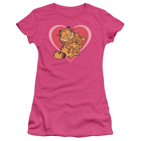 Garfield Cute Ncuddly S/S Junior Women's T-Shirt Sheer Hot Pink