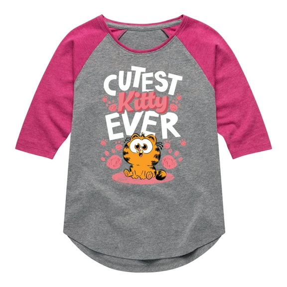 Garfield - Cutest Kitty Ever - Toddler & Youth Girls Raglan Graphic T-Shirt