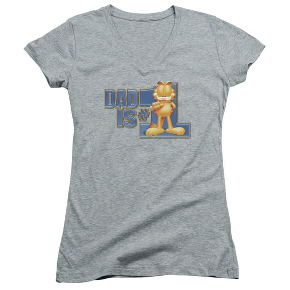 Garfield Dad Is Number One Junior Women's V-Neck T-Shirt Athletic Heather