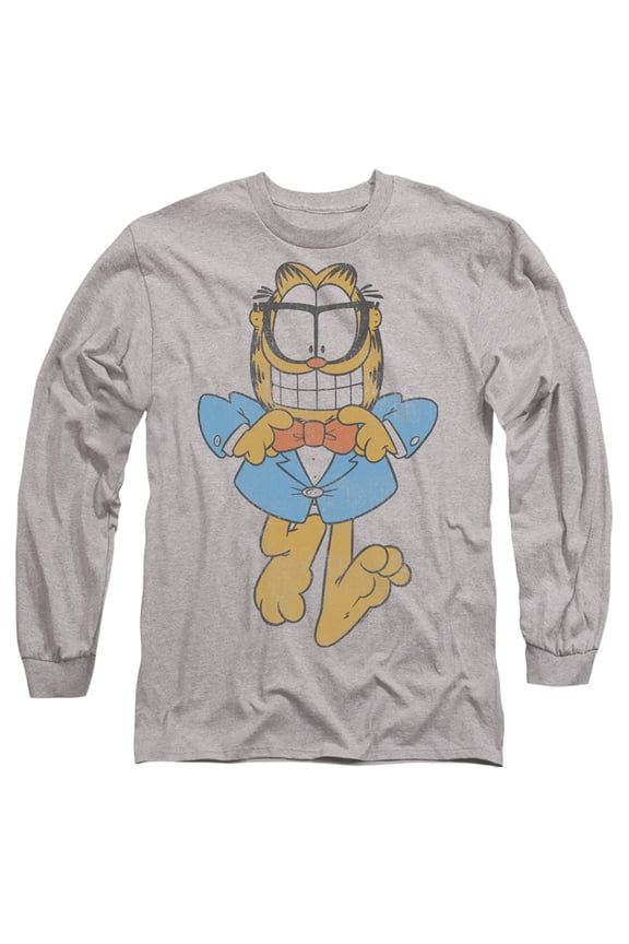 Garfield Dapper Cat Unisex Adult Long-Sleeve T Shirt (Small) Athletic Heather