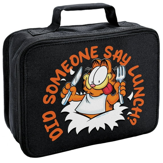 Garfield Did Someone Say Lunch? Insulated Soft Sided Lunch Box - Reusable Lunch Bag For School Office Work, BPA Free, 10"x8"
