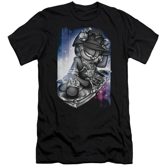 Garfield - Dj Lazy - Premium Slim Fit Short Sleeve Shirt - Medium