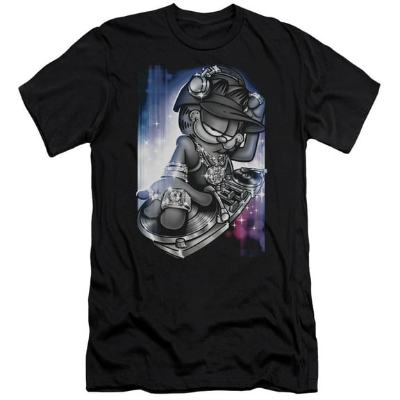 Garfield - Dj Lazy - Premium Slim Fit Short Sleeve Shirt - X-Large