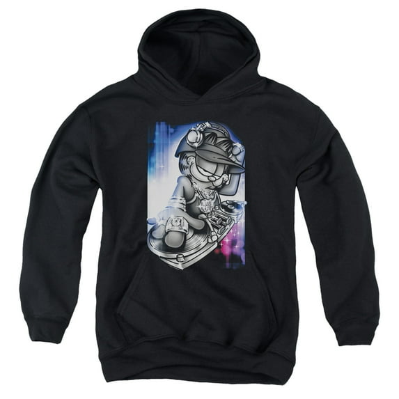 Garfield - Dj Lazy - Youth Hooded Sweatshirt - Large