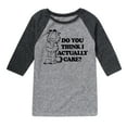 thumbnail image 1 of Garfield - Do You Think I Actually Care - Toddler & Youth Raglan Graphic T-Shirt, 1 of 4
