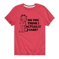 thumbnail image 1 of Garfield - Do You Think I Actually Care - Toddler & Youth Short Sleeve Graphic T-Shirt, 1 of 5