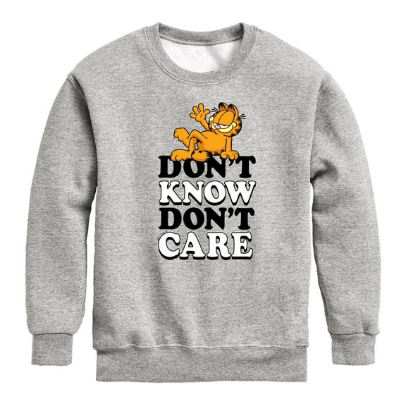 Garfield - Don't Know Don't Care - Toddler And Youth Crewneck Fleece Sweatshirt