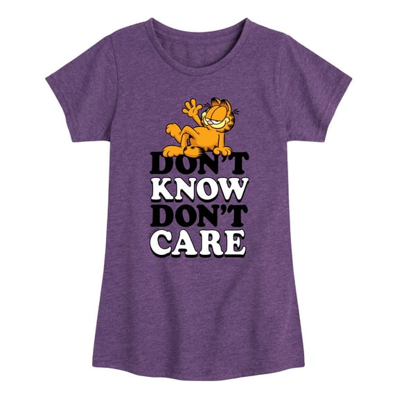 Garfield - Don't Know Don't Care - Toddler And Youth Girls Short Sleeve Graphic T-Shirt