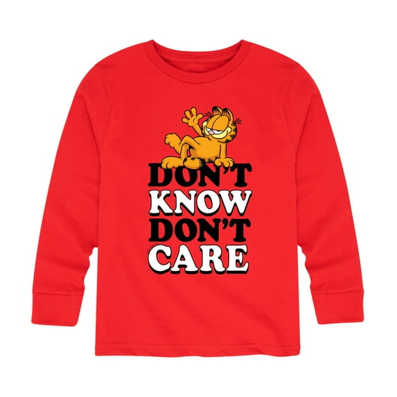 Garfield - Don't Know Don't Care - Toddler And Youth Long Sleeve Graphic T-Shirt