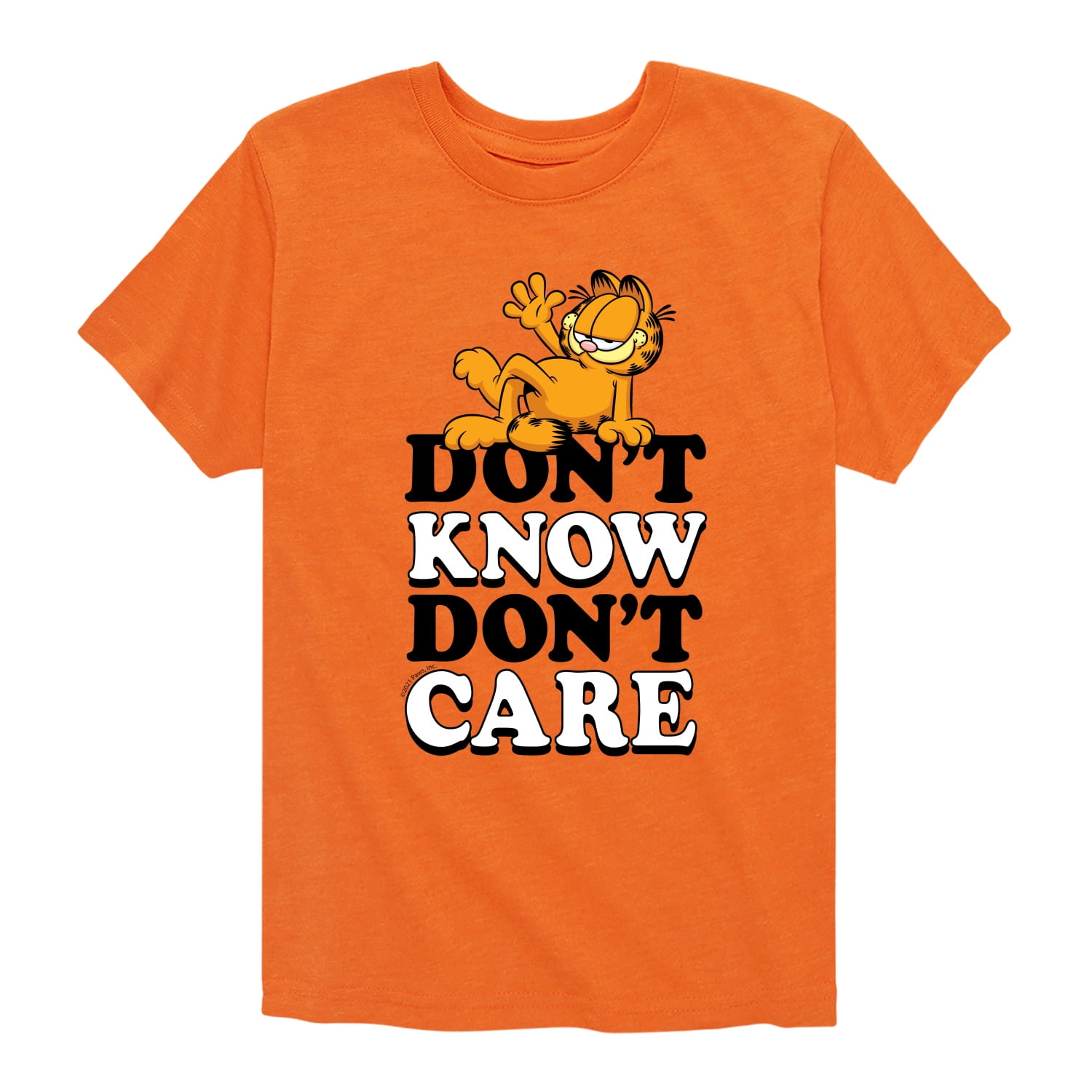 Garfield Don't Know Don't Care Toddler And Youth Short Sleeve