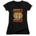 thumbnail image 1 of Garfield Dont Know Dont Care Junior Women's V-Neck T-Shirt Black, 1 of 1