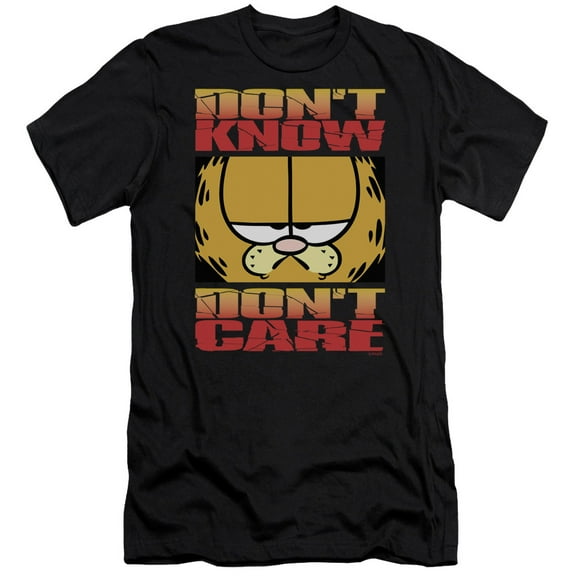 Garfield Dont Know Dont Care Premium Canvas Adult Slim Fit 30/1 T-Shirt Black