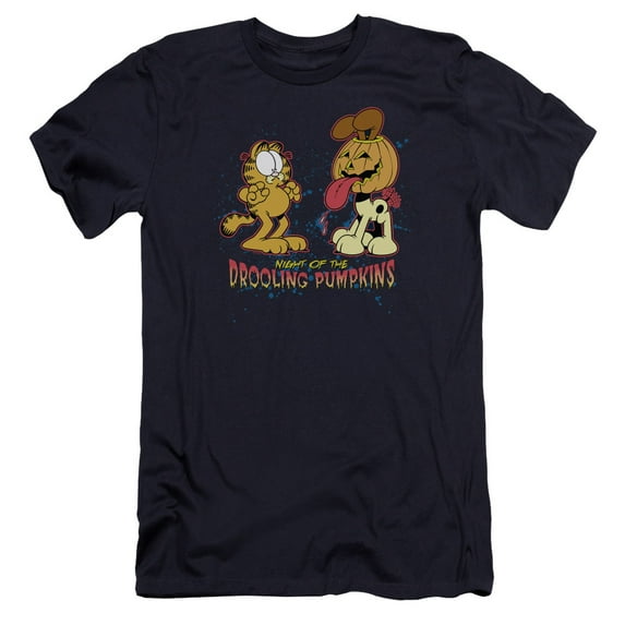 Garfield Drooling Pumpkins Premium Canvas Adult Slim Fit 30/1 T-Shirt Navy