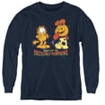 thumbnail image 1 of Garfield Drooling Pumpkins Youth Long Sleeve T-Shirt Navy, 1 of 1