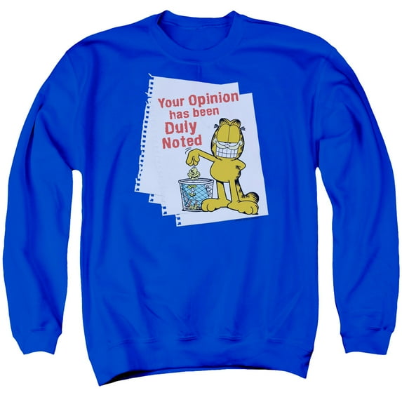 Garfield Duly Noted Adult Crewneck Sweatshirt Royal Blue